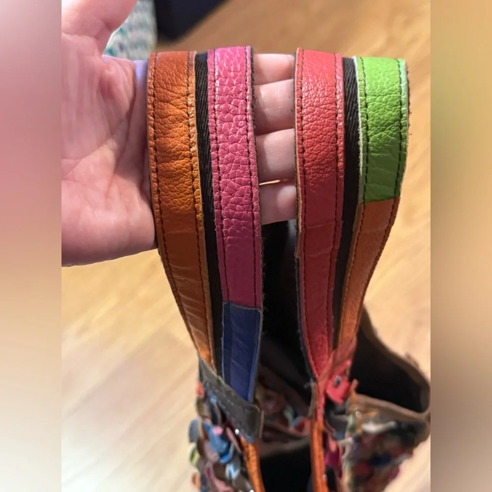 3D Multicolor Floral leather handbag